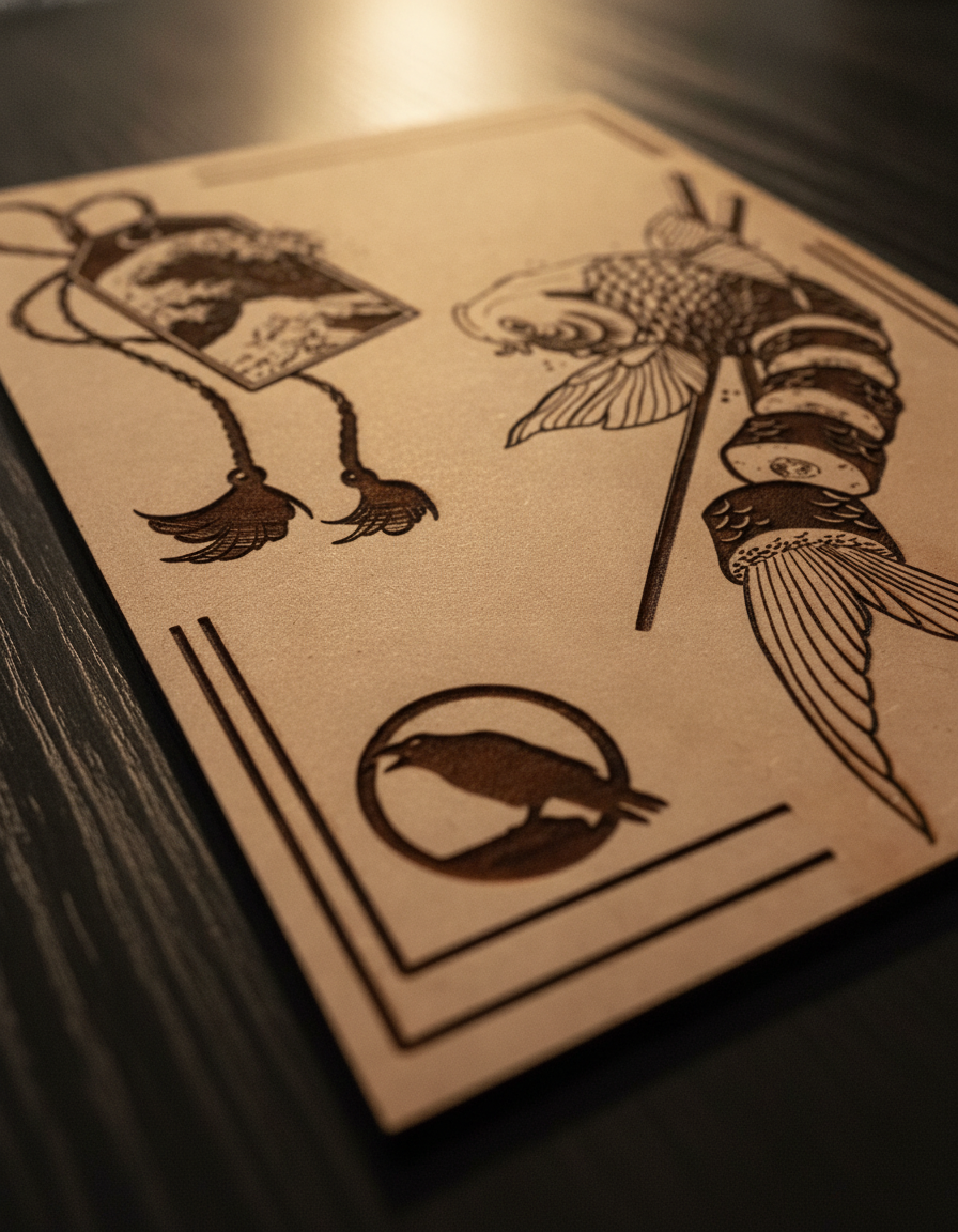 Sushi — Tableau en bois décoration japonaise